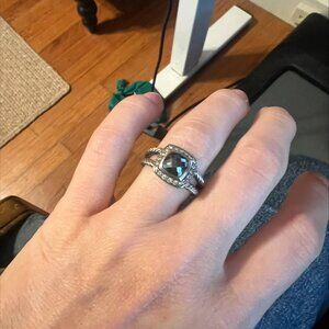 David Yurman Petite Albion Aquamarine Sterling Silver Ring, Birthstone for March